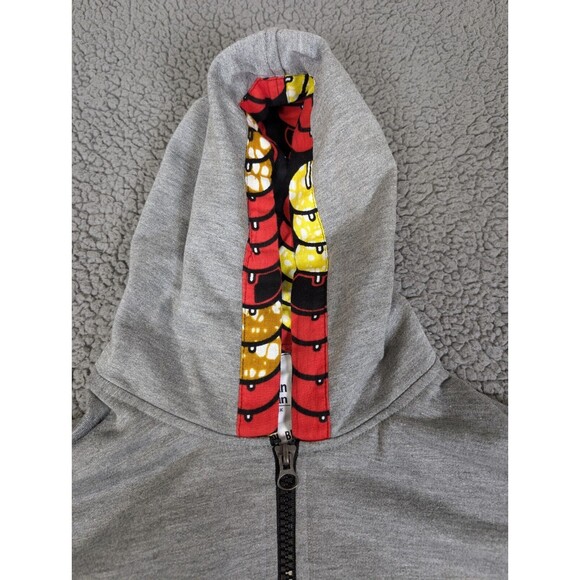 Urban African New York Hoodie Sweatshirt Tribal Prints Gray Zip Up Pockets XXL - Picture 2 of 9